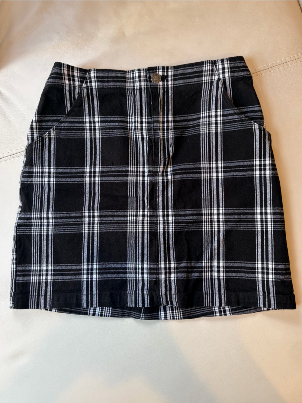 Hollister Black & White Plaid Mini Skirt